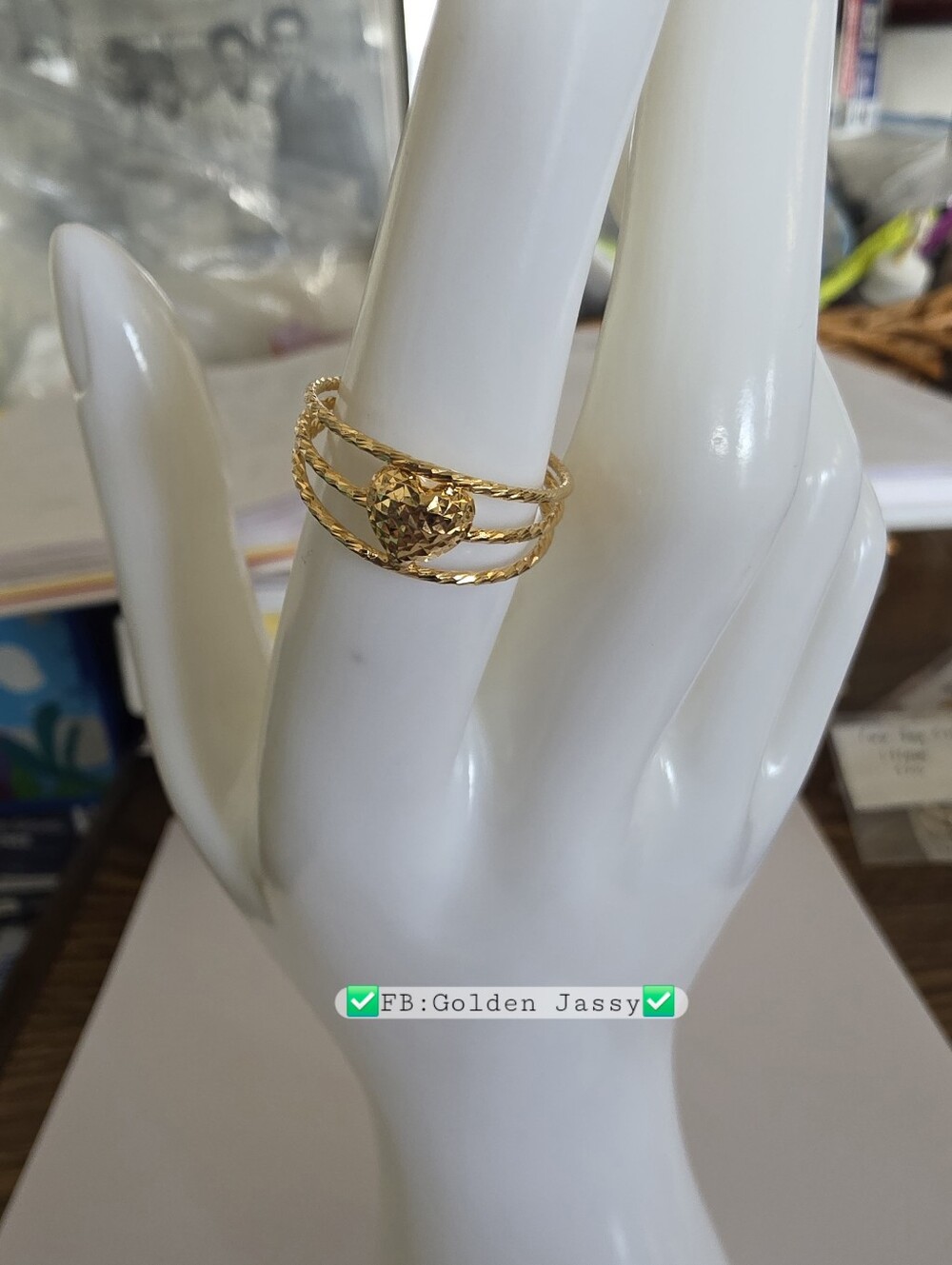 18K Real Gold Heart Ring 6.5